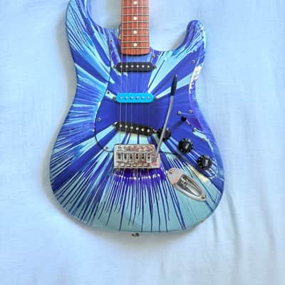 Fender FSR "Splattercaster" Standard Splatter Stratocaster with Rosewood Fretboard 2003 - 2004 - Violet, Daphne, Agave, Lake Placid, and Midnight Blue Swirl over Olympic White image 1