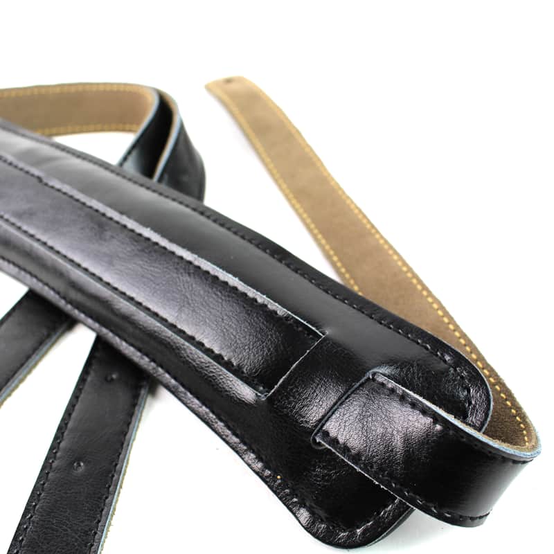 Walker & Williams C-19-BB Black On Black Leather Vintage Slash Strap Extra Long image 1