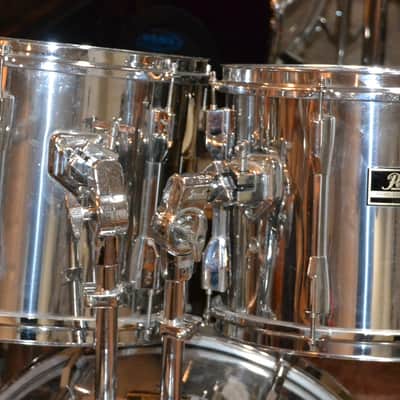 Pearl Export 7 Piece Drum Set 90's Chrome w Premier Snare Drum 90s W/ Cases image 6