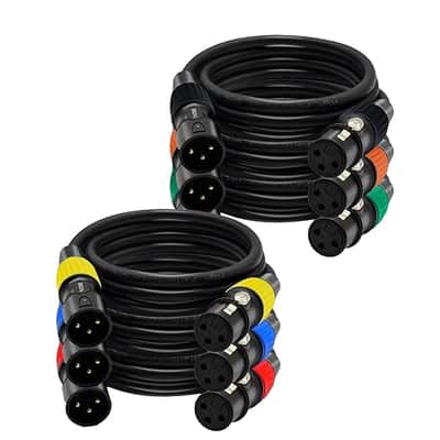 XLR Cable 6ft 6 Packs Premium XLR to XLR Cables XLR Microphone Cable Gold-Plated 3-pin Balanced XLR Speaker Cable Male to Female Mic Cable image 1