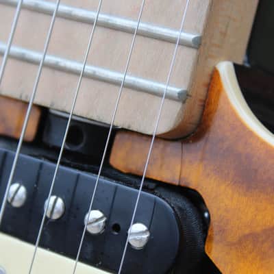 OLP MM1 Axis Amber Quilt Top Electric Guitar - EVH Eddie Van Halen Ernie Ball Music Man Copy image 6