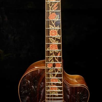 Blueberry Handmade Parlor Guitar Floral Motif image 9