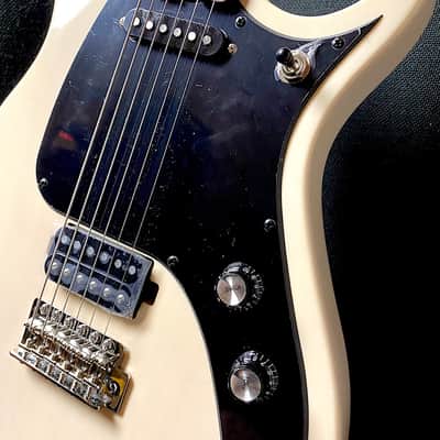 Aria Pro II Jet B’tone Baritone Guitar 2021 See-Through Vintage White image 6