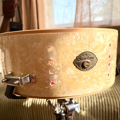 Vintage Tama Starclassic Performer 5.5x14 Snare — 1st Gen 1994-96 MIJ, Pearl White, 8-Ply Philippine Mahogany/Birch, Die-Cast Hoops (Video Demo) image 13