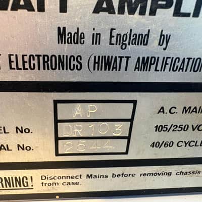 Very Early 1972  Hiwatt DR103 Custom 100 2-Channel 100-Watt Guitar Amp Head  - Black- one owner image 11