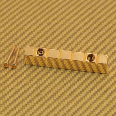 NUT-N-2GD Gold 6-string Lap Steel Style Raised Guitar Nut w/ Screws 47mm