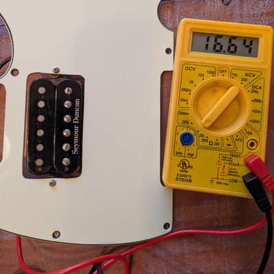Seymour Duncan Duncan Distortion DD Humbucker Guitar Pickup On Tele Pickguard Black Pickup, White Pickguard 16.64K image 1