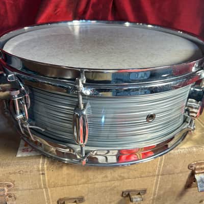 Rogers Luxor Snare Drum 1962-63 - Sky-Blue Ripple Pearl (Complete Kit) Mint! image 5