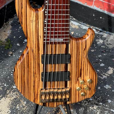 Conklin Faught Custom Sidewinder 7-String Bass 1997 fabulous Zebrawood Special Order an insane bass. image 1