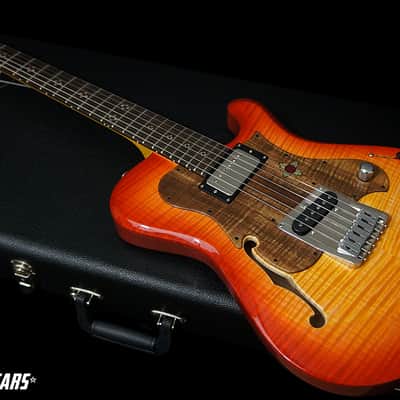 Knaggs Guitars Choptank Hollowbody in Lemon Cherry Burst with 15th Ann Navajo Sun Package image 3
