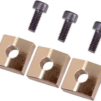 3 Pieces Locking Nut Block and Screws Guitar Cap Suitable for Tremolo Bridge Replacement Part (Golden+Black) image 1