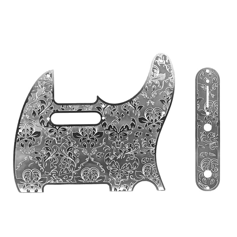Vintage Steel Engraved Guitar Telecaster Tele Style Pickguard with Control Plate image 1