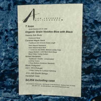 Tom Anderson Guitarworks - T Icon Voodoo Blue w/HSC - USED image 12