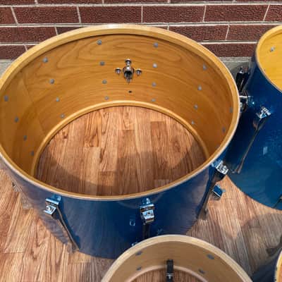 1970s Ludwig Mach 5 Pro Beat Drum Set Blue Sparkle 24/12/13/16 image 23