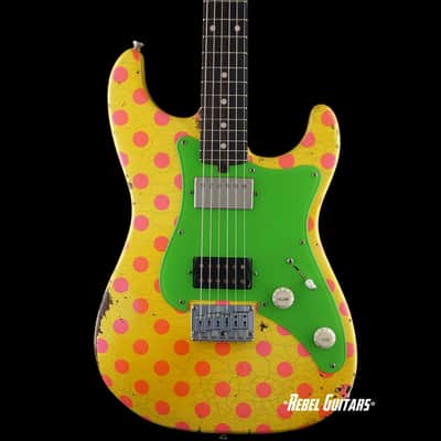 Friedman USA Custom Shop Vintage S Guitars in Graffiti Yellow with Pink Polka Dots image 1