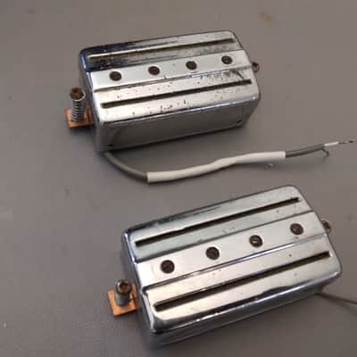 Silvertone 1490 Bass Pickup Pair 1970 Chrome Made in Japan image 2