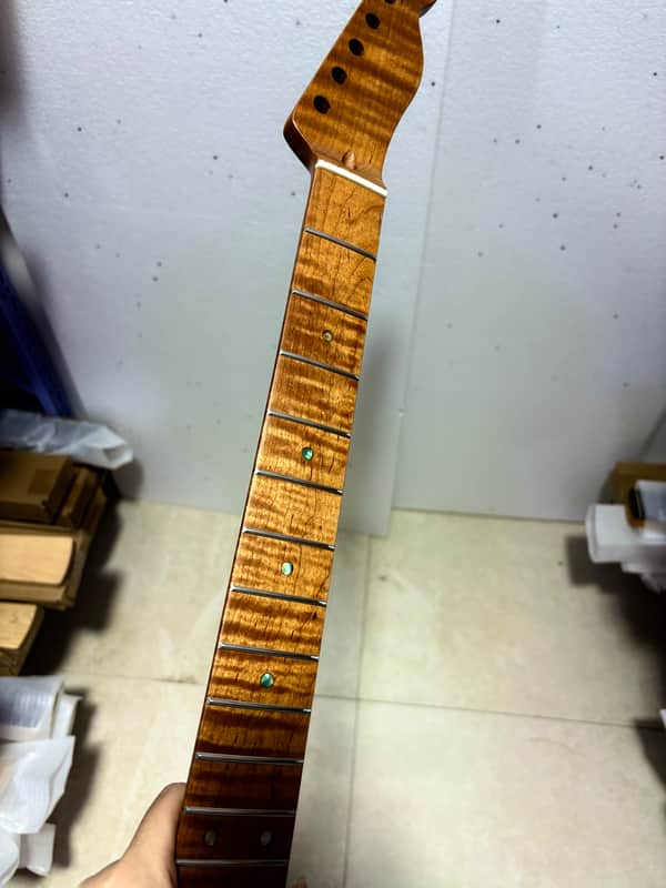 Electric Guitar neck 22 frets Roasted Flame Maple 25.5inch DIY Part repalce image 1