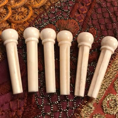 Martin Guitar Real Bone Bridge Pins With Ebony Dots Set of 6 image 3