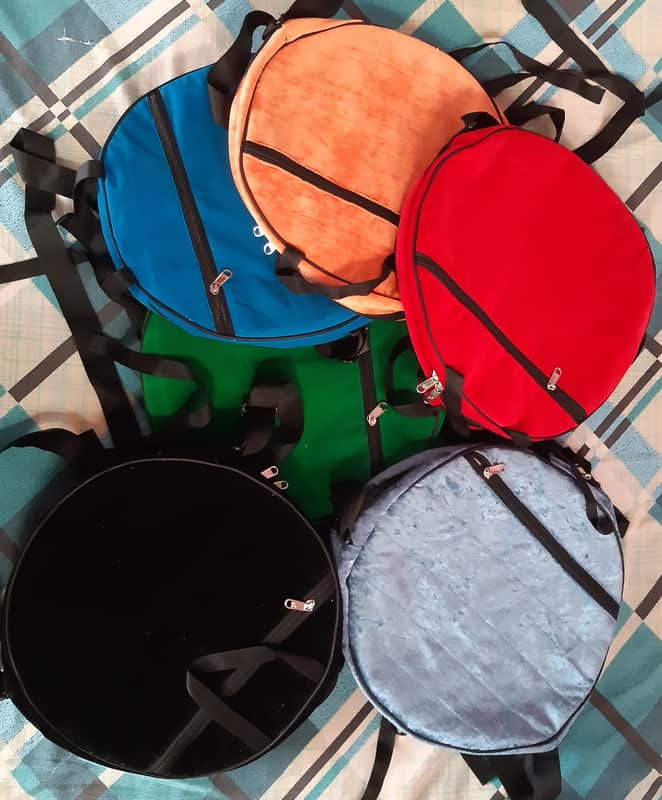 18" inch. VELVET Fabric Handmade Shaman Shamanic wooden frame drum Bag + front One Pocket , Avl. in (4) Four types Hanging belts, Choose any one drum frame bag from the pictures on display image 1