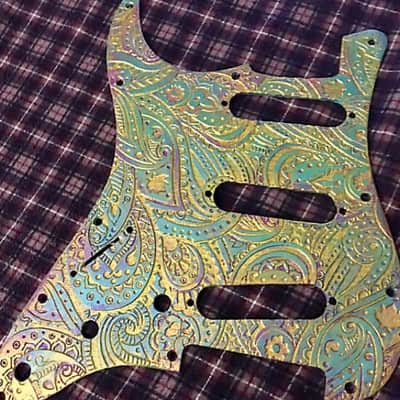 Raw paisley laser engraved wood pickguard for stratocaster plus vinyl guitar case sticker image 5