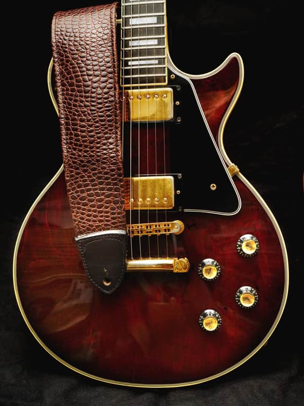 Well-Hung Jabberwock 3" padded leather Guitar Strap 2020 Warmbrownyred image 1