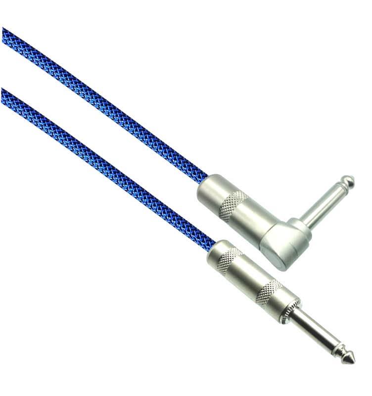 BLACK/NEON BLUE Designer Series Guitar Cables - 1/4" Straight to Right Angle - 30 ft. image 1
