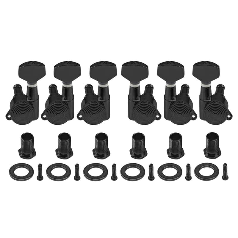 3L3R Guitar Machine Heads Locking Tuning Key Pegs Tuners Replacement Compatible with Stratocaster Telecaster Electric or Acoustic Guitars (Black) image 1
