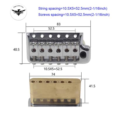 Brio 52.5mm Full Solid Brass 6-Screws PRS-Style Knife Edge Tremolo Bridge Chrome image 6