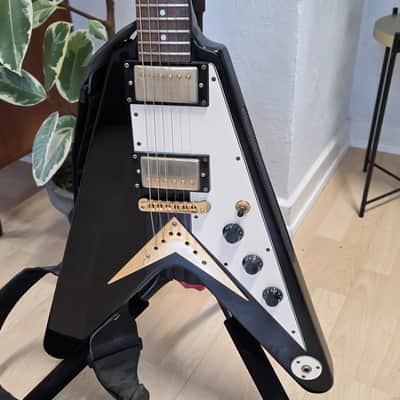 2003 Epiphone Flying V Korina MIK Korean Gibson Logo Ebony Black Guitar image 18