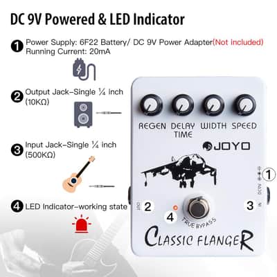 Joyo JF-07 Classic Flanger Guitar Pedal, BBD Circuit with Metallic Flange & Chorus-Vibrato Tones for Electric Guitar, True Bypass (Price includes the import duty for US buyer) image 6