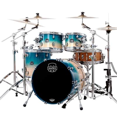 Mapex Saturn Fusion 4-Piece Shell Pack (No Snare) - Aqua Fade (SR504XUQ) image 2