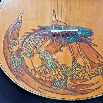 Blueberry Handmade Double Cutaway Grand Concert Acoutic Guitar Dragon Motif image 11