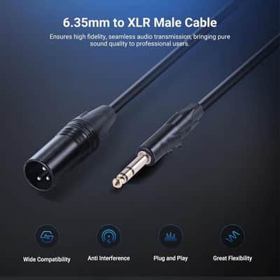 6.35mm 1/4 Inch TRS to XLR Male Cable, 6" Long Quarter to 3 Pin XLR Balanced Signal Interconnect Patch Cord Adapter Connector for Microphone Amplifier Mixer Powered Speaker Guitar Tuner, MS026 image 2