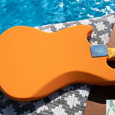 Fender MG-73 - 70's Mustang with Racing Stripe Reissue - Capri Orange with Matching Headstock & Racing Stripes - Pro Set Up w Perfect Frets/Action/Intonation! image 10