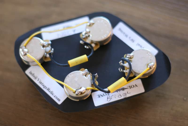 Wiring Kit Mallory MUSTARD .022uF Caps CTS 550k LONG shaft pots for Gibson Les Paul Std image 1