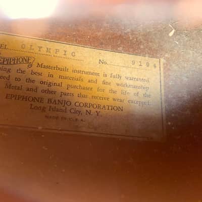 Vintage 1930s *1935* Epiphone Olympic Masterbilt Left Handed Sunburst USA Guitar image 6