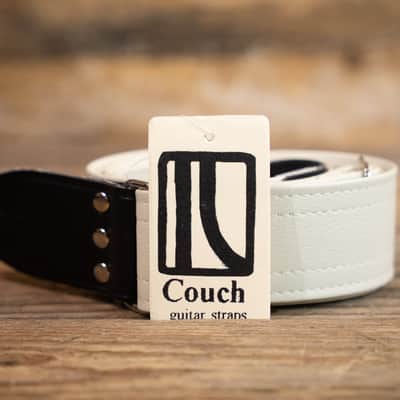 Couch Guitar Strap A026W Lightning Bolt - White with Black Bolt image 1