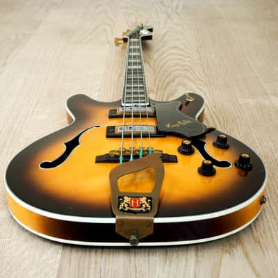 1968 Hagstrom Concord C-2 Deluxe Vintage Hollowbody Bass Guitar Ebony Board & Gold Hardware, Viking image 12