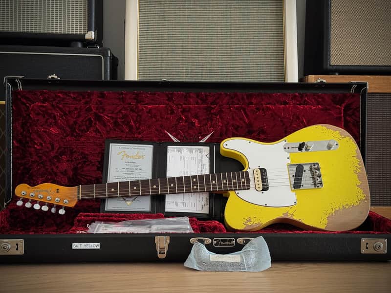 Fender Custom Shop 1964 HS Tele Heavy Relic Grafitti Yellow, Aus Erstbesitz! Custom Color, SD Neck Humbucker uvm. 2021 - Grafitti Yellow Relic image 1