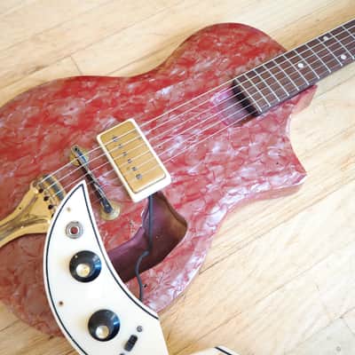 1959 Supro Belmont 1570 Vintage Electric Guitar Maroon Pearloid MOTS Valco USA image 15