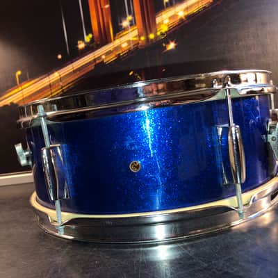 Beautiful Japanese  Snare Drum Unbranded  Stencil  1970s - Blue Sparkle image 4
