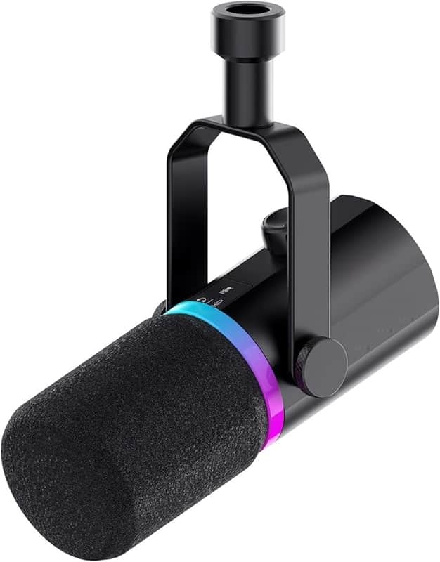 USB Dynamic Microphone for Podcast Recording PC Computer Gaming Live Streaming Vocal Voice-Over, Studio Metal Mic with Voice-Isolating, RGB Light, Mute Button, Headphones Jack image 1