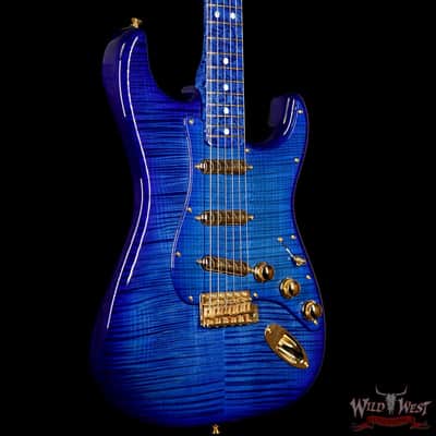 Fender Custom Shop Masterbuilt Yuriy Shishkov 1969 Stratocaster NOS Flame Top Birdseye Nk Royal Blue image 4