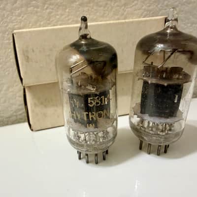 Nos pair of CBS Hytron 5814 with D Getter and Black Plates Nos Pair image 2