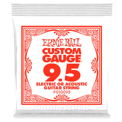 .0095 Custom Gauge Plain Steel String For Electric Or Acoustic Guitar Strings Specially Tempered High Carbon Tin Plated - The Slinky Standard! image 1