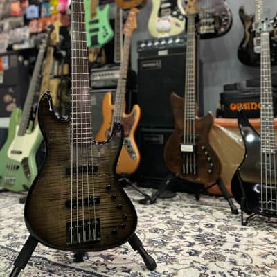 Miura Guitars USA MB-2 5st 5A Flame Maple / Ash / Dark roasted flame maple Fertboard 5 strings Hi-end Jazz Bass guitar image 11