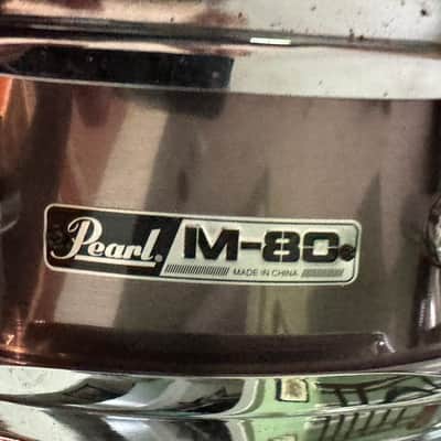 Pearl M-80 Brushed Pewter Auxiliary Effect Snare Drum 4 x 10" 6 Lugs image 4