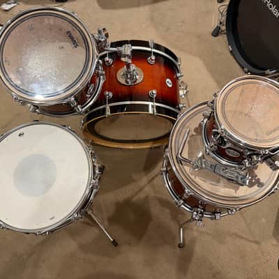 DW Design Series Frequent Flyer 12/14/20/5x14" 4pc Shell Pac with additional 8” tom 2014 - Present - Tobacco Burst image 10
