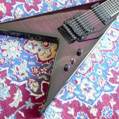 B.C. Rich Jr V Pro 7 Quilt Maple Purple Burst Top w/ Generic Hardshell Case image 1