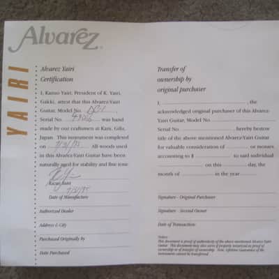 Kazuo Yairi Alvarez David Crosby DC-1 12 String, 1995, Kazuo Yairi Signature! image 15
